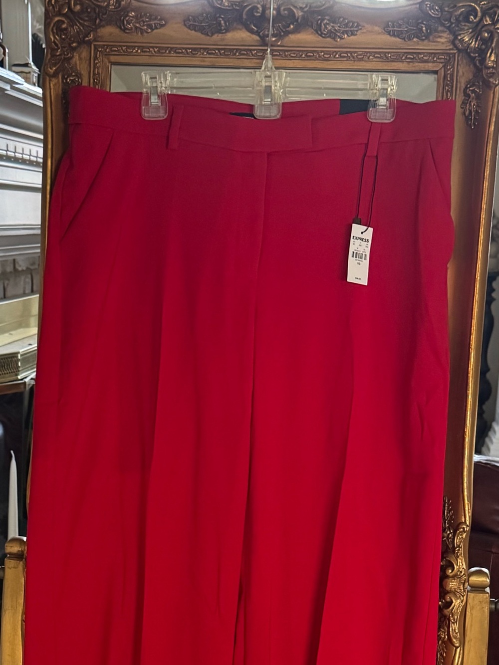 Express High-Waist Wide Leg Pants - Red NWT